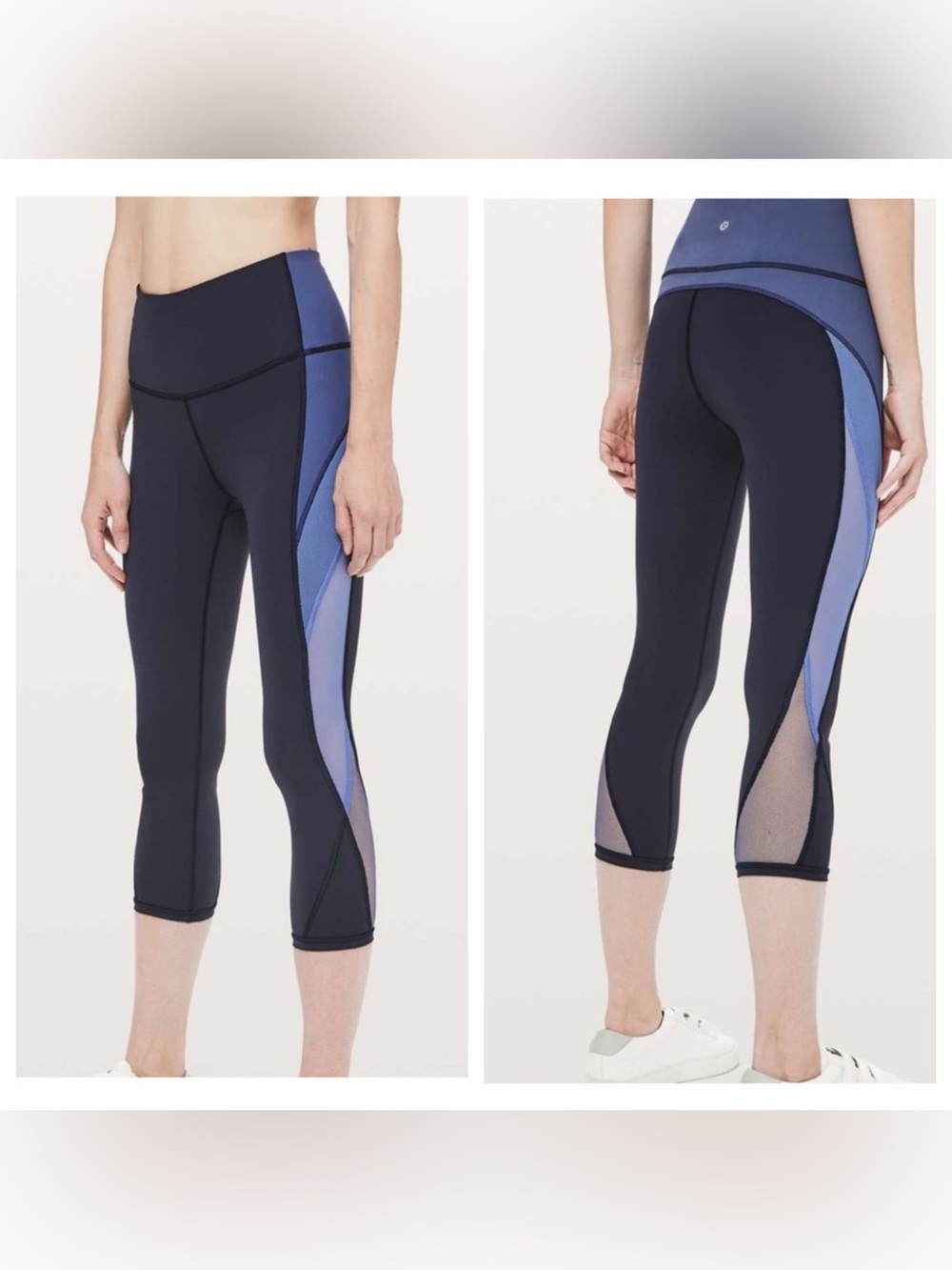 Lululemon Color Me Ombre Crop Legging Mesh Side Panels Midnight/Navy size 4